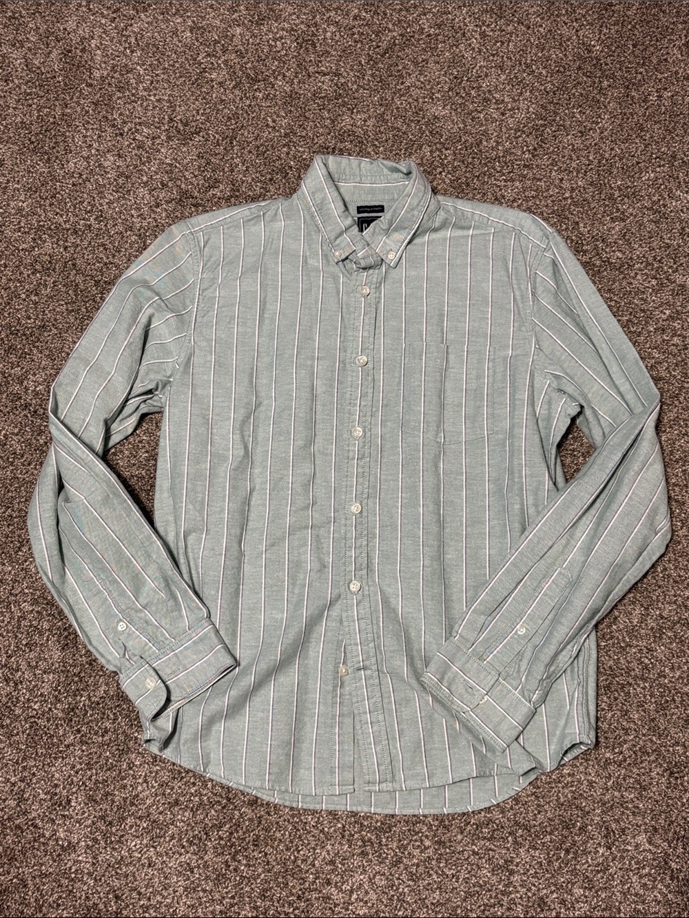 GAP Youth/YA men’s Vertical Stripe Button-Down Shirt in Sage Green